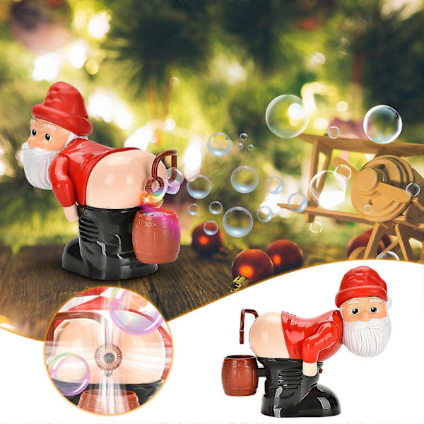 Christmas New Automatic Bubble Machine With Lights, Music, Funny Santa Claus Bubble Toys (60ml Bubble Solution)