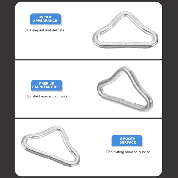 40 st trianglar ringspännen V-ringspännen trampolinspännen bandväska handväska spänne hårdvara för trampolinbyte reparation