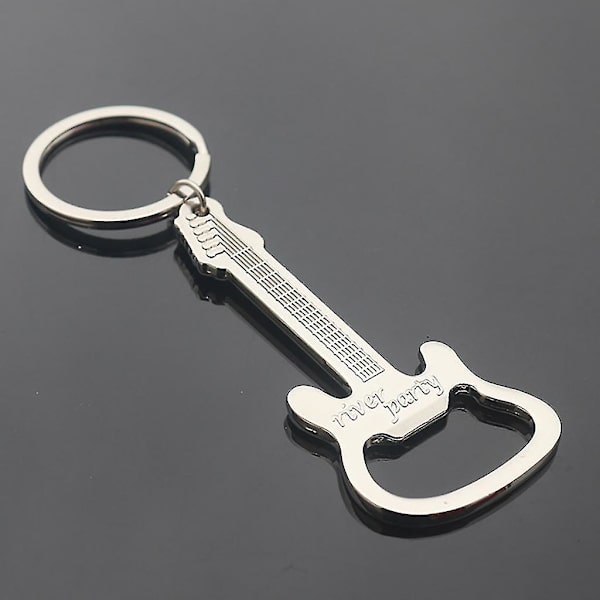 Fickformat Liten Metall Legering Ölflaskeöppnare Verktyg Gitarr Nyckelring Nyckelring Present