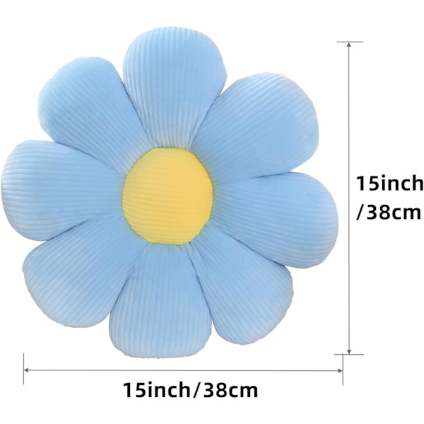 2 stk. Blomsterpude - Tusindfryd Blomsterformet Pude, Sød Blomst Plys Gulvpudestøtte til Soveværelse Sofa Stol Dekoration