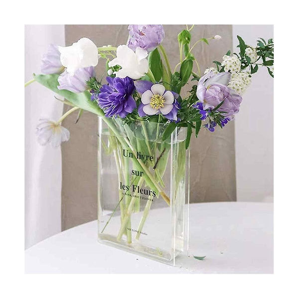 Bog Vase Akryl Vase Ins Blomst Hjem Indretning Europa Moderne Hydroponisk Desktop Ornament Gave, Transparent Sort