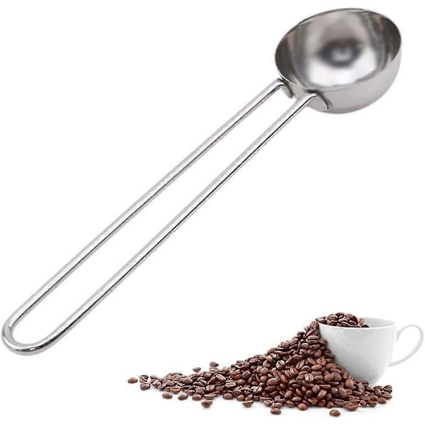 Kaffeskje Rustfritt Stål Måleskje Langt Håndtak med Krok Spiseskje for Kaffe Te Sukker Bønner (Stil Lang)
