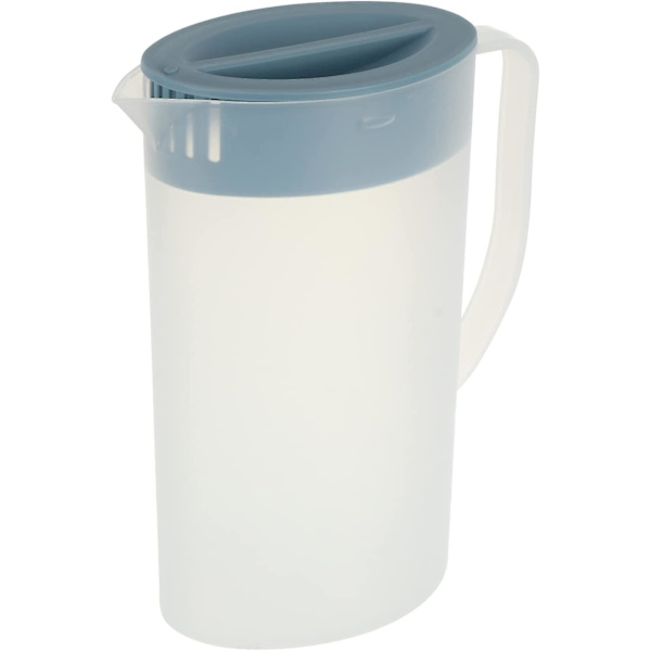 Plastikkande til iste, varmebestandig, bærbar, stor vandkande med låg, saftkande, drikkevarekaraffel til picnic, restaurant, køkkenudstyr, blå (1 stk.