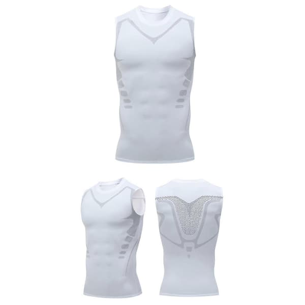 Version Ionic Formende Vest, Ærmeløs Ionic Formende T-shirt til Mænd Grey 2XL