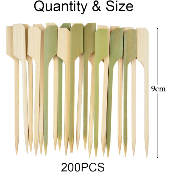 9cm 200 stk bambusspyd BBQ grillspyd trespinner kebab perfekt for grillfest, kebab, frukt, sjokoladefontener fondue, sandwich