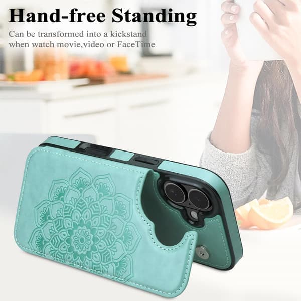 Til iPhone 17 Pro Max etui med kortholder, blomstermagnetknapper beskyttende pung etui til kvinder til iPhone 17 Pro Max green iPhone 17 Pro Max