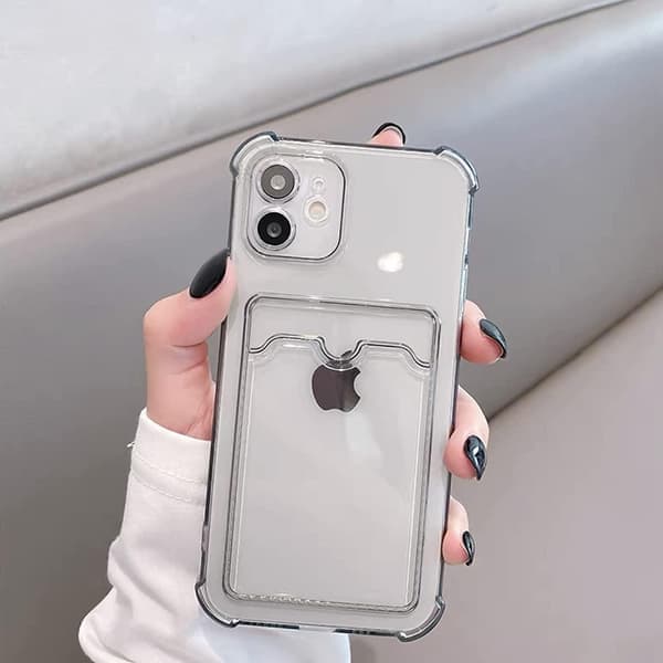 iPhone 11 -kuori korttipidikkeellä, läpinäkyvä TPU