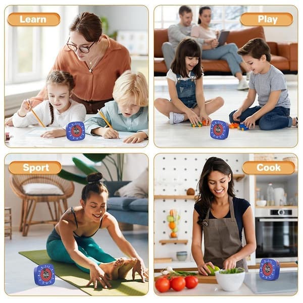 Visuell Timer for Barn, Digital Timer med 60 Minutters Nedtelling, Stille Timer for Skrivebordstimer for