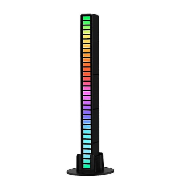 Rytm Ljudstyrd RGB-ljus Musik Ambient Light 32 LED Färgglad Lampa Typ-c Laddningsbar Black