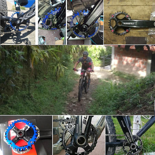 104bcd 30t cykel vevar kedjehjul smal bred ultralätt mtb cykel kedjehjul cirkel vevparti platta enkel hastighet kedja röd