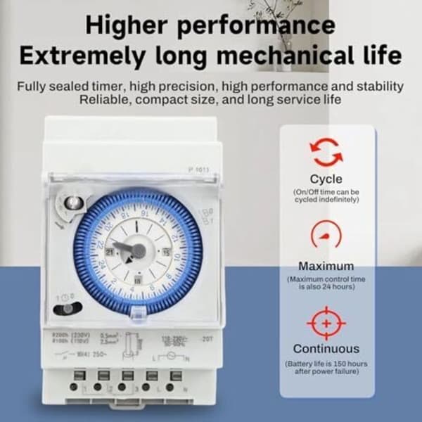 Mekanisk pooltimer - LUSKYKA® - 15-minutters programmering - 24-timers cyklus