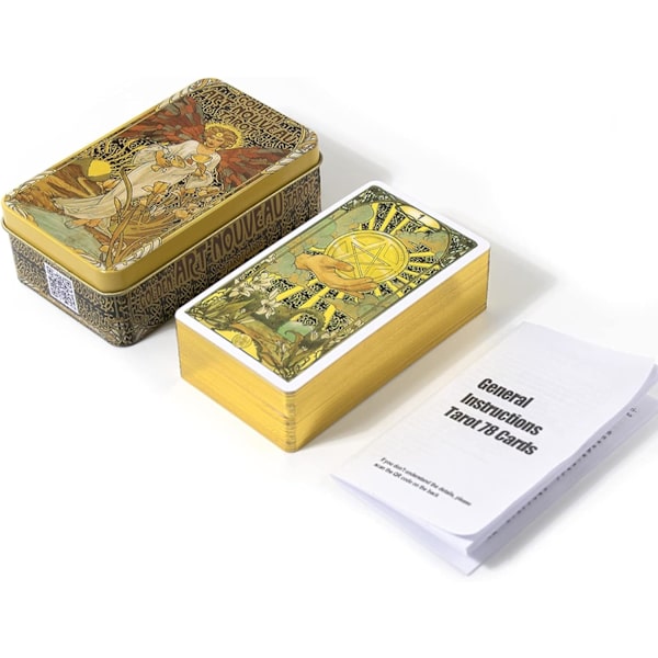 Tarot-kortit oppaalla ja laatikolla, alkuperäiset ennustustyökalut tulevaisuuden ennustamiseen Tarot-korttipakka aloittelijoille ja asiantuntijoille