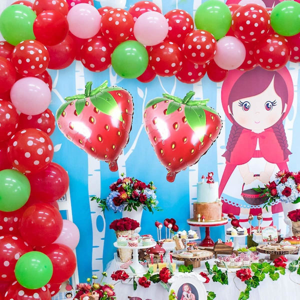Jordbær fest dekorasjon ballong kranssett, jordbær folie mylar ballonger til bryllup bursdag