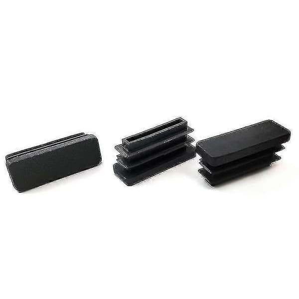 20-pack Svarta Rektangulära Ändstycken i Plast för Bord, Stol, Rörben (38 mm X 13 mm)