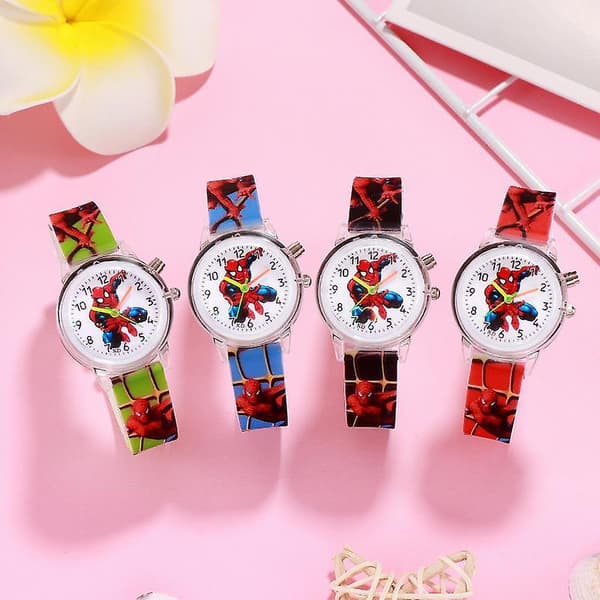 Spiderman Flash lasten kello, kellot nahka kvartsi W0025