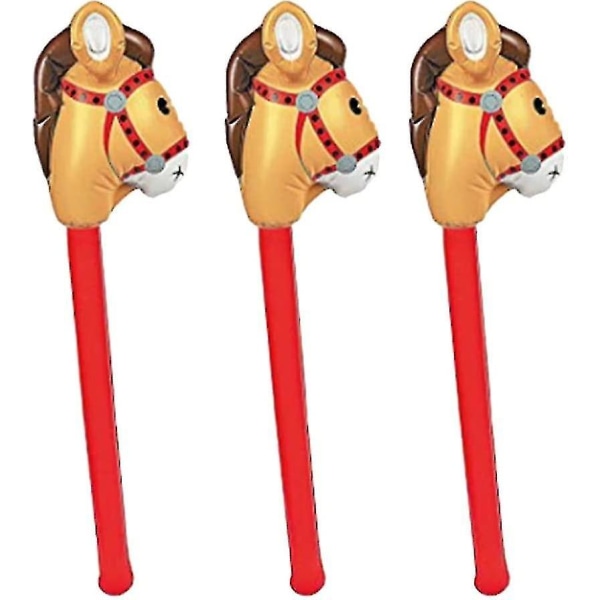 3 stk oppblåsbare pinnehest oppblåsbar hest på en pinne oppblåsbar hestehode Jnnjv