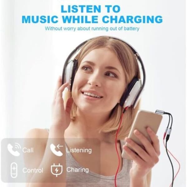 USB-C lyd- og opladningsadapter - LUSKYKA® - 2-i-1 USB-C til 3,5 mm jack-adapter
