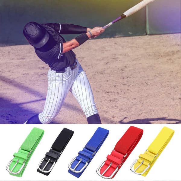 Elastisk baseball softballbelte for tenåringer, justerbar lengde, legeringsspenne, ensfarget imitert skinnbelte Fluorescent Green
