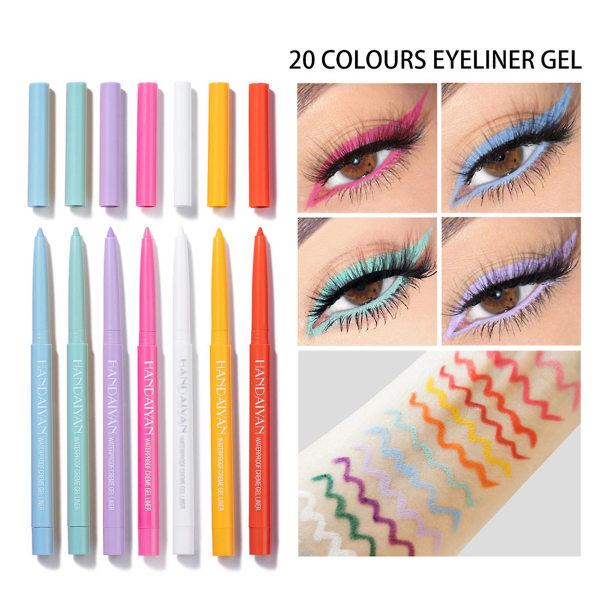 20 stk Fast Dry Gel Eyeliner Sett Intense Farge Langvarig Kosmetikksett For Lady Beauty Eye Makeup