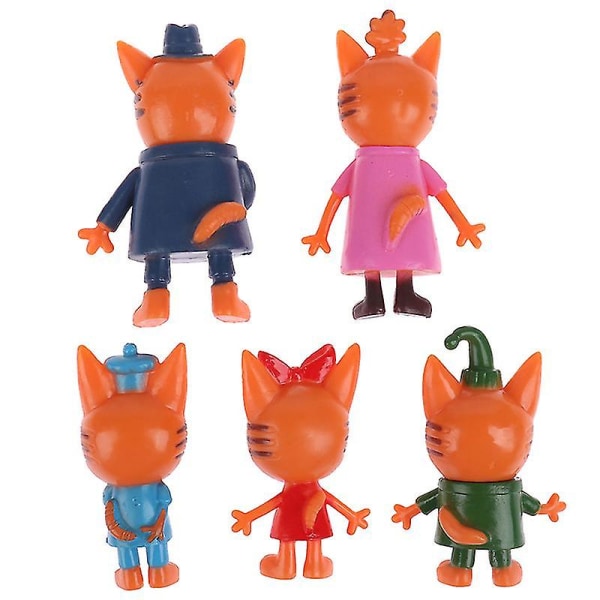 5 Pcs Three Little Kittens Action Figure Toys Russian Cartoon Anime Mini Happy Cats