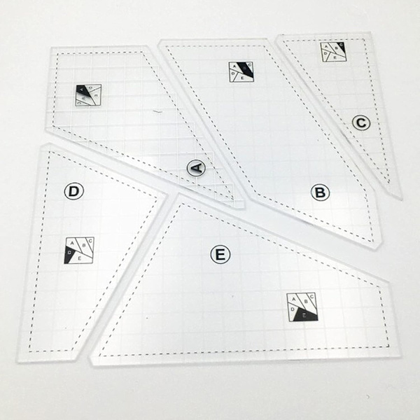 Quilting Lineal, 5 stk Patchwork Firkant Linealer, Symønstre, Quilter Linealer, Symønstre, Stoffskjæringslinealer, Patchwork Maler