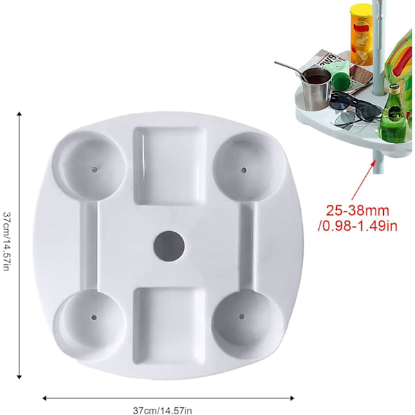 14,5 tommer paraplybakke - Paraplybakke med kop- og snackrum | Paraplybordstativ til terrasse, strand, have, pool