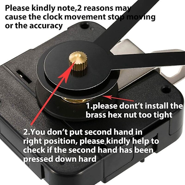 Høy dreiemoment klokkeverk erstatningsmekanisme med klokkehender for å passe urskiver opptil 56 cm / 22 tommer i diameter