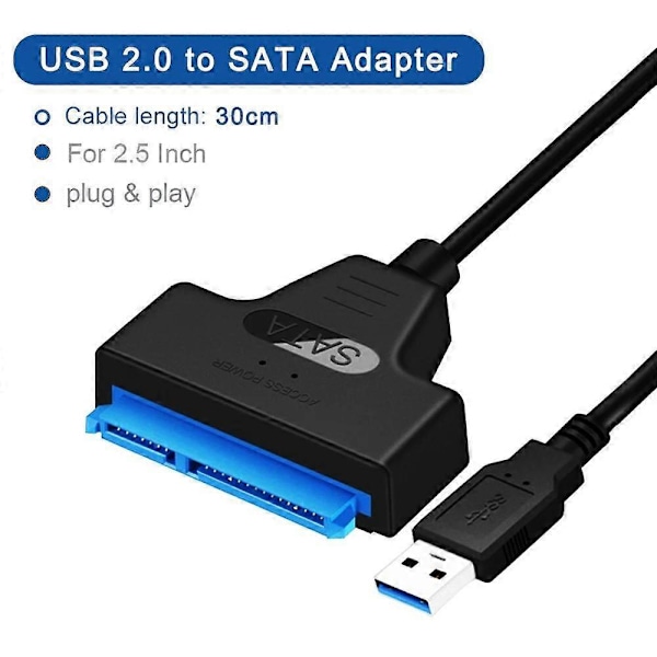 USB Rapid 2.0 til SATA 22Pin Kabel Konverter Harddisk Driver Adapter for 2.5 Tommers HDD/SSD USB2.0 to SATA Cable