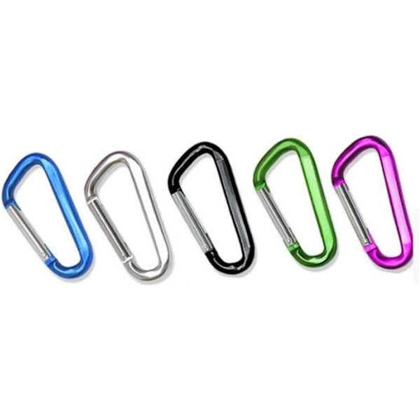 5 x D Shape coloured Carabiner Clip Snap Hook Small Keyring Camping Karabiner UK