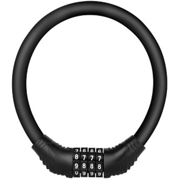 4-sifret tilbakestillbar kabelkode sykkellås, mini bærbar sykkellås, tilbakestillbar sykkellås, værbestandig anti-tyveri sykkellås (svart)