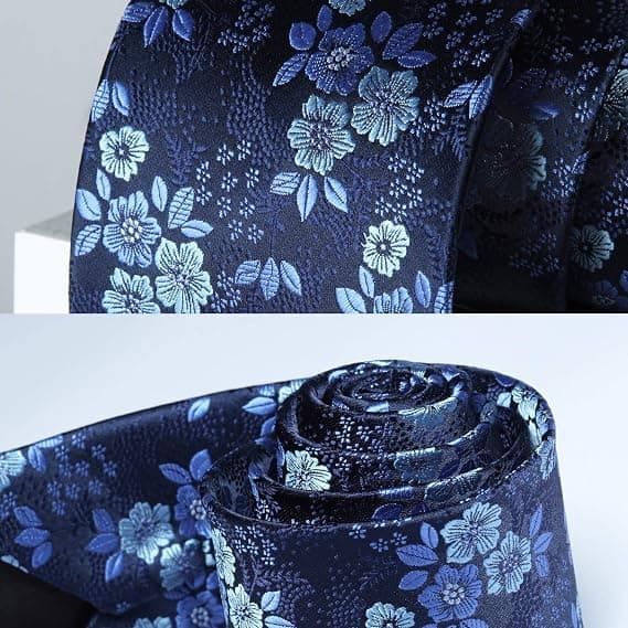 Extra lång blommig paisleyslips och näsduksset för män