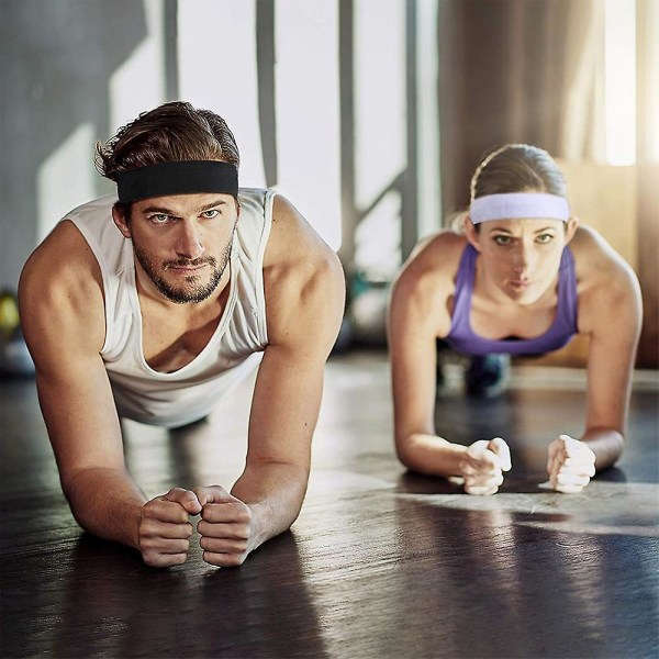 Svedbånd Sports Hovedbånd Til Mænd & Kvinder - Fugttransporterende Sports Bomuldsfrotté Svedbånd Til Tennis, Basketball, Løb, Fitnesscenter, Træning Combination 1