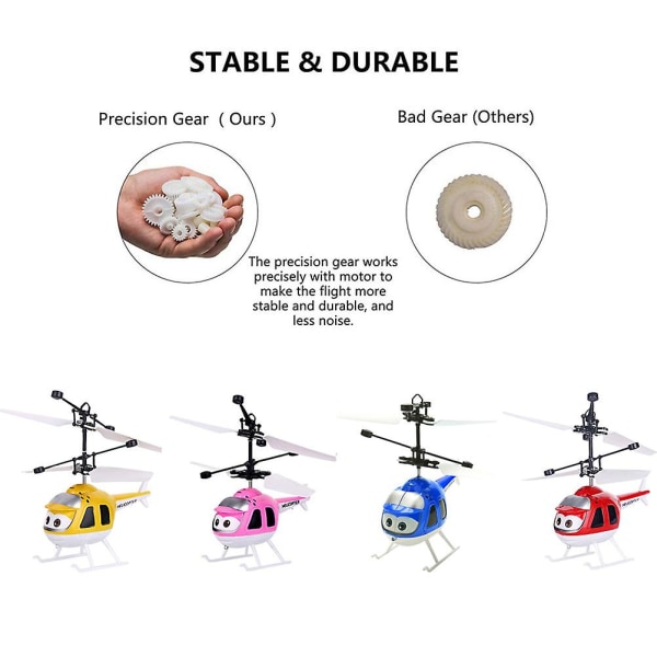 Tegneserie Intelligent Sansing Flygende Leke Fjernstyrt Helikopter Leke Med LED Lys Pink