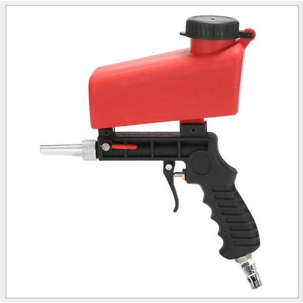 1 sett bærbar luftpneumatisk blåsepistol Lite luftblåseverktøy Håndsandblåsing for polering (rød sandblåsepistol + europeisk luftinntak *2)