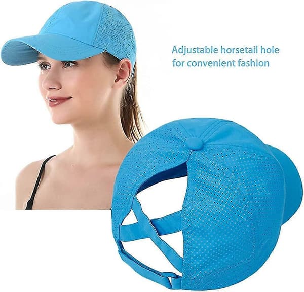 Baseballcaps med kryss og hestehale for kvinner Blue