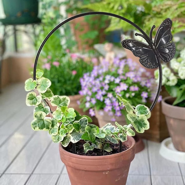 Metallirautainen pyöreä sydämenmuotoinen puutarhakasvien tukijalusta itse tehtyihin ruukkukiipeilykasveihin Kukkavihannekset viiniköynnösteline (musta) 2kpl