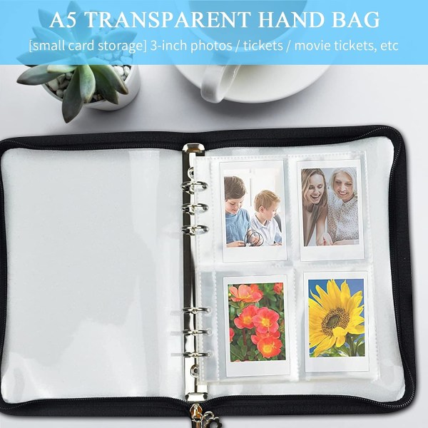 A5 Ring Binder Cover Clear Zipped Binder Cover Vandtæt Løs Blad Binder Sleeves PVC Ring Binder Beskyttere til Binder Sleeves Photocard Mini Fotos