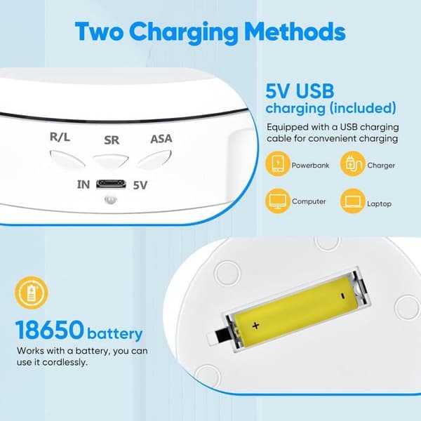 Elektrisk roterande displayställ – 14,6 cm – 360° rotation – USB-laddning – 3 hastigheter – Vit