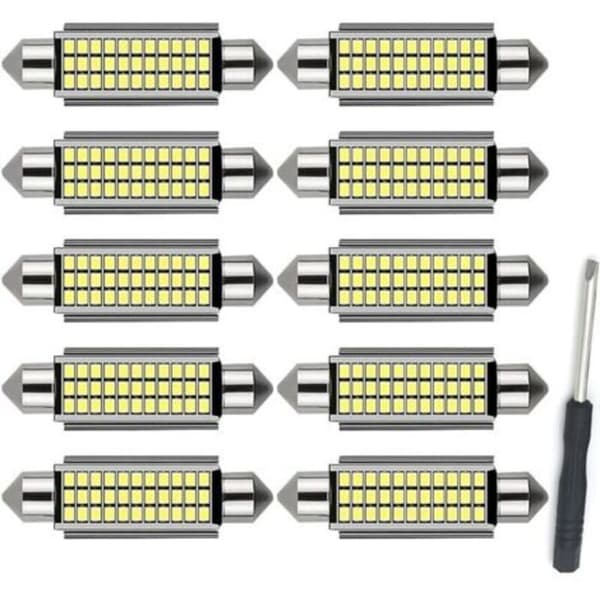 Bilinteriør LED-pære - LUSKYKA® - 10 stk. - 41 mm - 33 ultra-lyse SMD-chips - Indbygget Canbus-driver