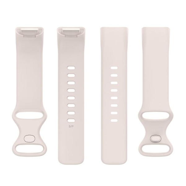 Til Fitbit Charge 5 silikone urrem Moon White L