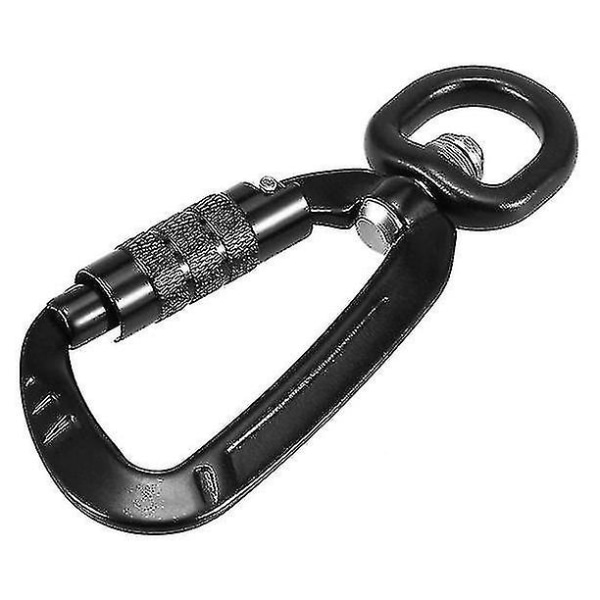 2 stk. Swivel Karabinkrok, 360 roterende spinner karabinkrok liten autolåsende karabinkrok 4kn(svart C-ring) - Snngv