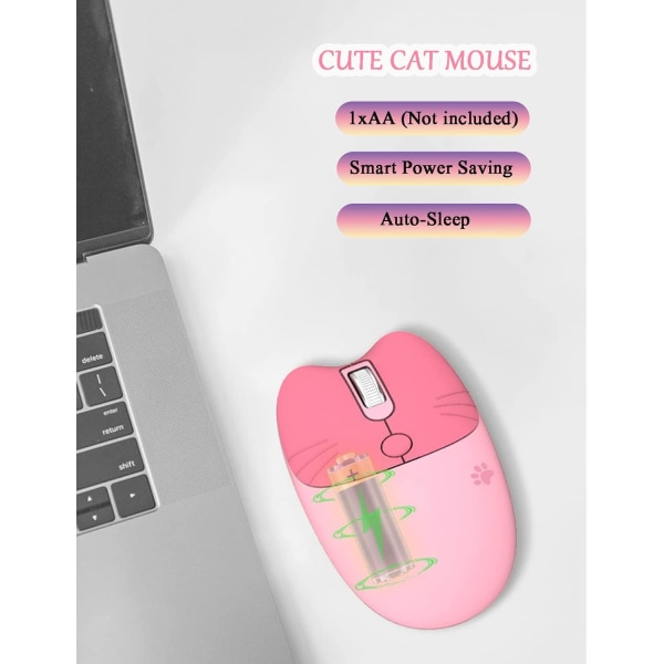 Langaton hiiri Söpö tietokonehiiri 1600 DPI Vähemmän kohinaa Kannettava USB hiiri Langaton hiiri PC Kannettava tietokone Kannettava MacBook Girl Gift (vaaleanpunainen)