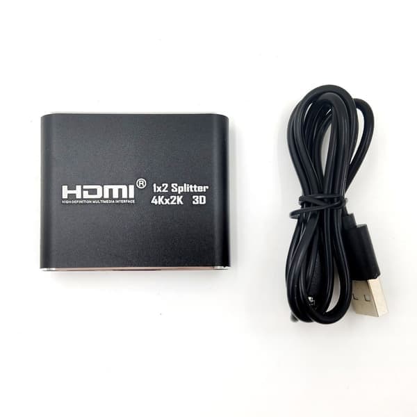 HDMI splitter 1x2 for 2 skjermer 3D/4K/1080p