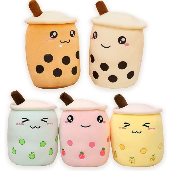 Sød tegneserie Boba Milk Tea blød plys bamse, kæmpe Boba boble plys te kop pude gave legetøj - Beige 35cm