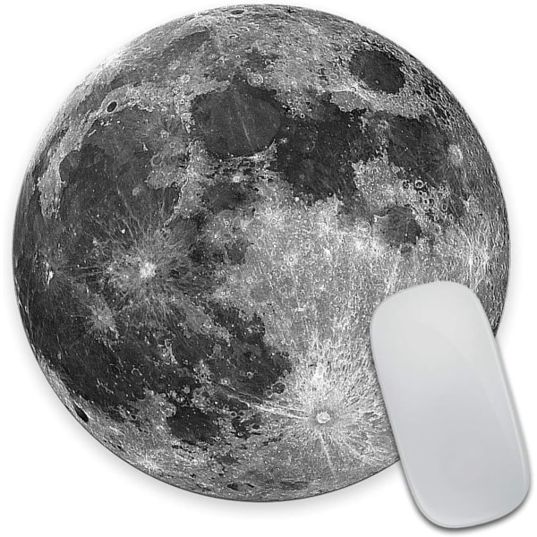 Moon Round Mouse Pad, Earth Grey Moon Modedesign Cirkulär musmatta med gummi 20cm