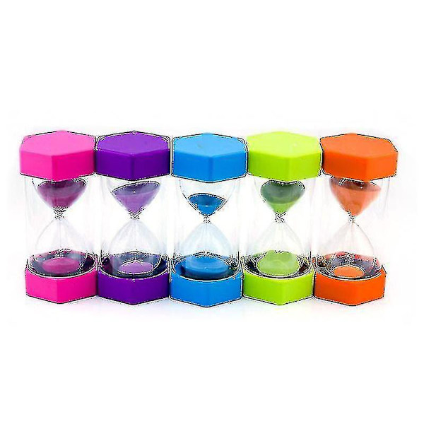 5-pack Sandklocka Timer 10-15-20-30-60 Minuter Barnens Slående Timglas Timer Skrivbordsdekoration