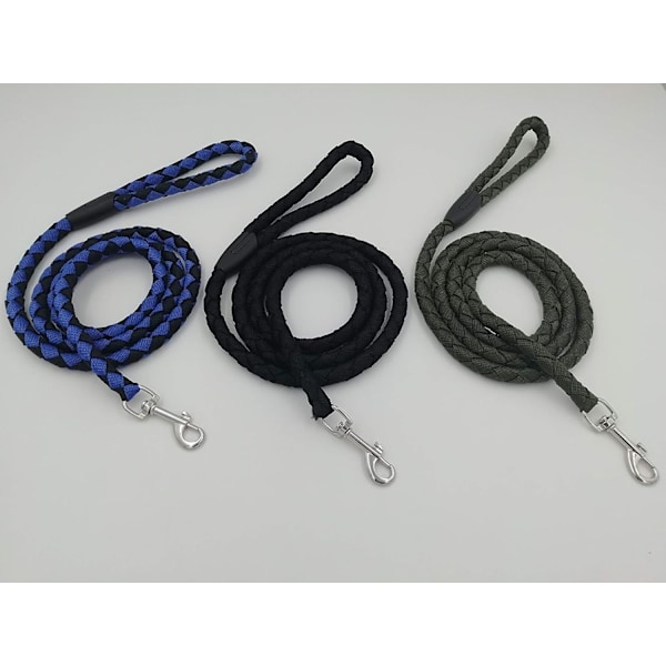 Hundeforing av nylon, tau for hunder, treningsforing for mellomstore og store hunder med rustfritt stålspenne, 1,5 m lang og 1,2 cm bred (svart)
