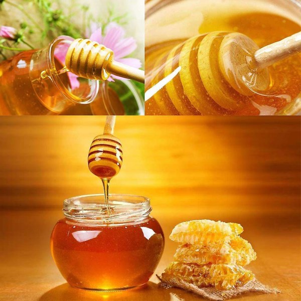 100 Pack Of Mini 3 Inch Wood Honey Dipper Sticks, Individually Wrapped, Server Compatible With  Honey Jar Dispense Drizzle Honey, Wedding Party Favors