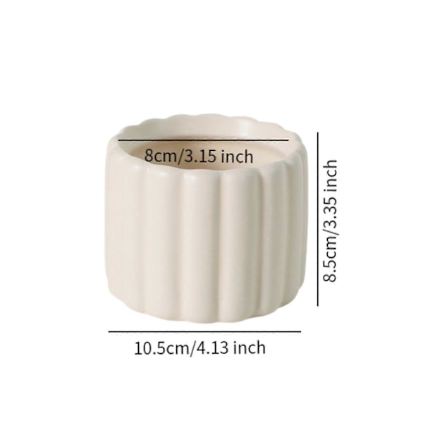 Keramisk Blomkruka Växtkruka med Dräneringshål Inomhusdekor 10x8cm Beige 10.5x8.5cm