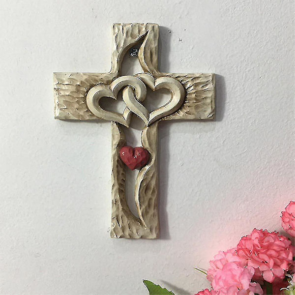 Jeesus Uskonnollinen Ortodoksinen Rukous Kaiverrettu Puinen Risti Kietoutuneet Sydämet Seinäkoriste